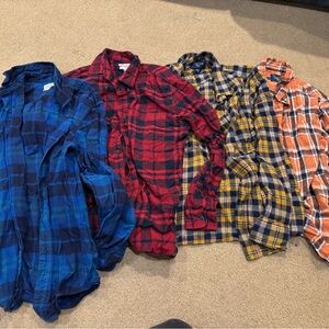 Amazon Essentials and Visitor Premium Plaid Shirt Lot (all 4 sold together)